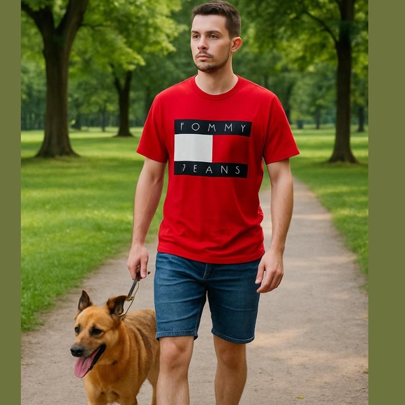Tommy Jeans Other - Men’s Tommy Jeans Short Sleeve Shirt with Big Flag Logo on the Front, Size 2XL.